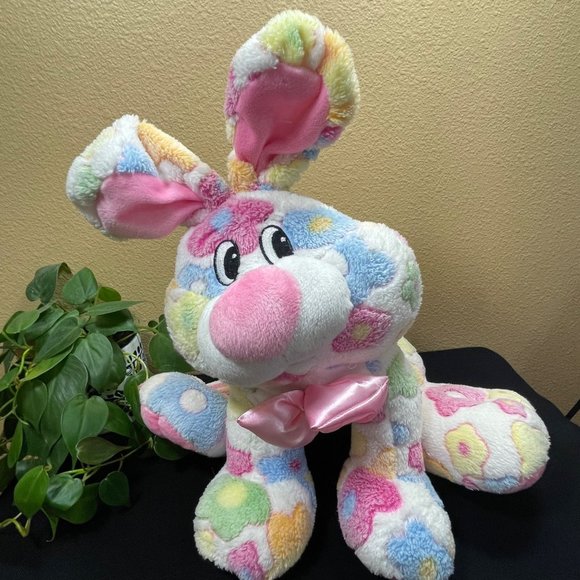 Dan Dee Collectors Choice Easter Bunny Rabbit Plush Flowers Spring Pink - Picture 1 of 5